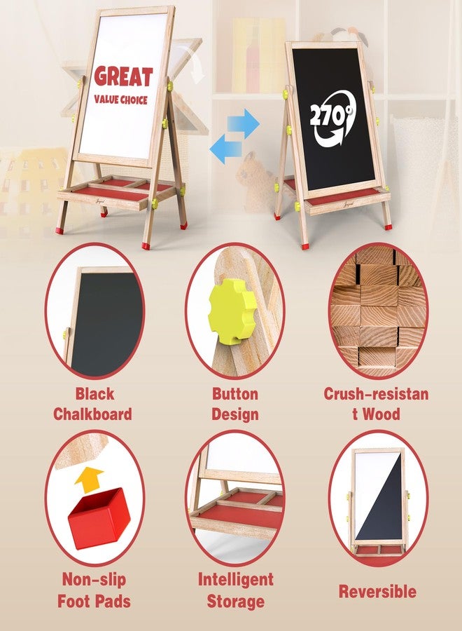 JOYOOSS Easel for Kids Chalkboard,Wooden Blackboard for Kid Toddlers Easel Adjustable Magnetic White Board Chalkboard for Kids Dry Erase Art Easels for Toddler Drawing Board for Kid Ages 4-8 8-12 Red - Image 5